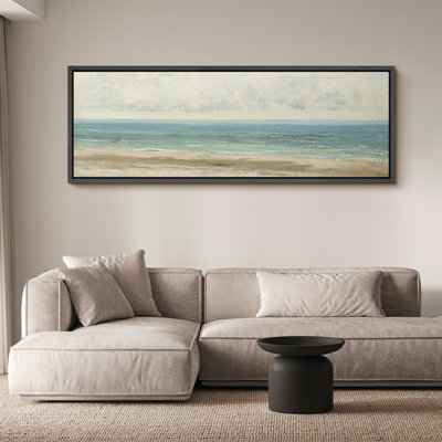 Coastal Beach " Serene Seaside Subtle Beach And Ocean Landscape Rustic Retro Art Decor Extra Large Pictures "