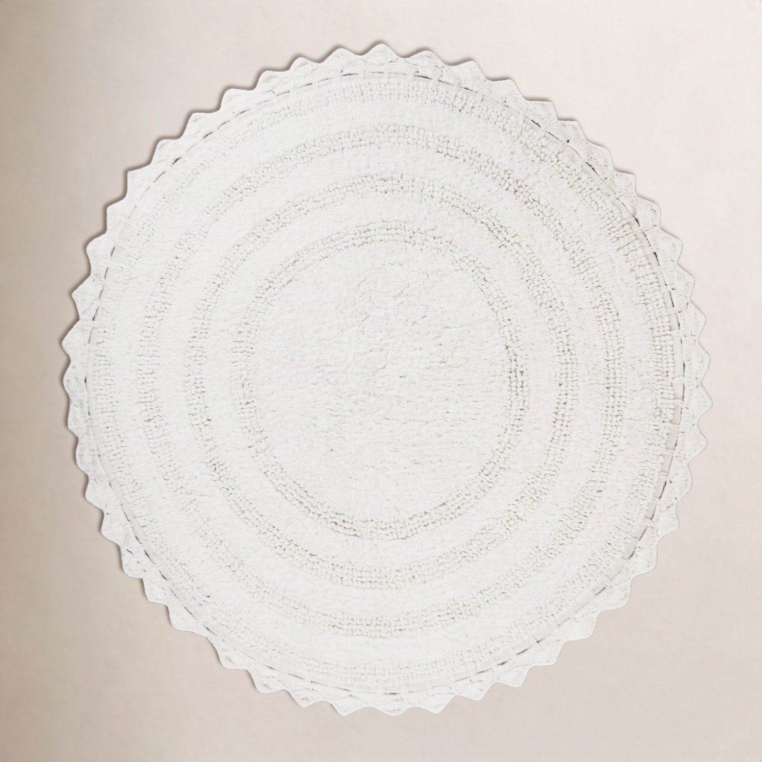 Lisk Circle Cotton Bath Rug, White