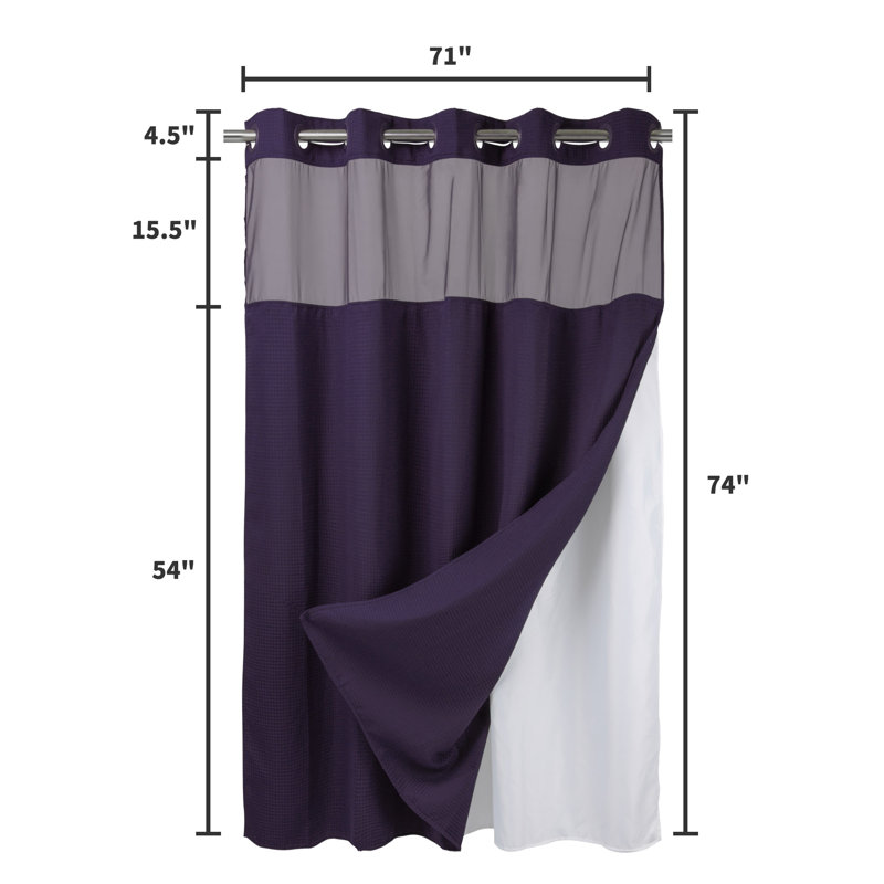 Rideau de douche Ramjani Waffle Weave, H 74 po x l 71 po, Mauve royal