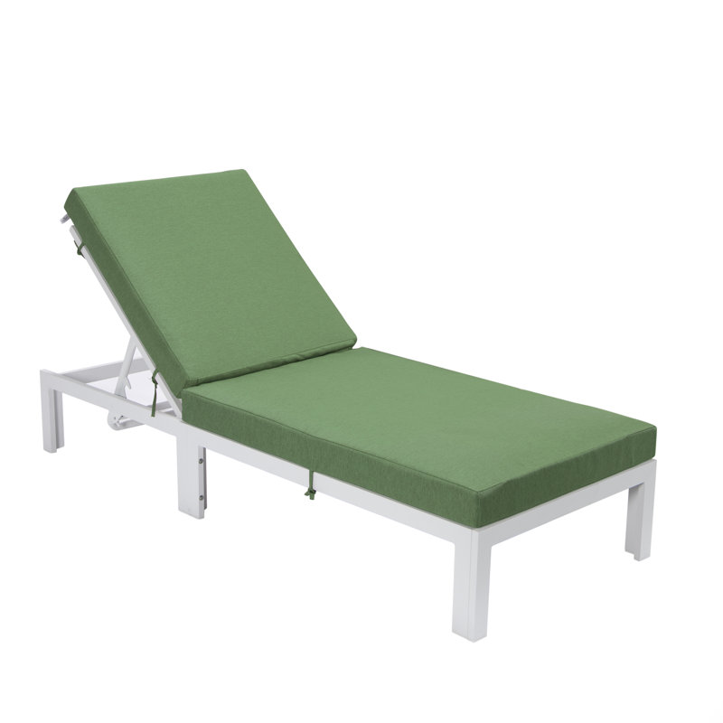Chelsea Outdoor Metal Chaise Lounge , Cushion Included, Green, White