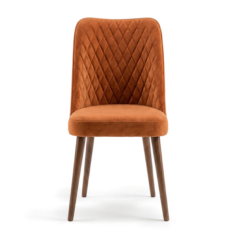Ackley 18.7'' H Velvet Upholstered Parsons Chair, Orange