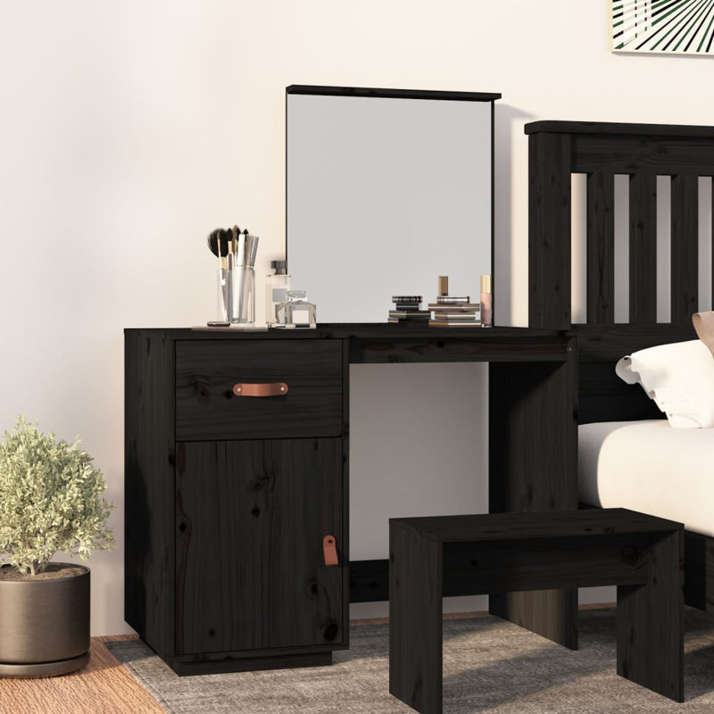 Niel Dressing Table with Mirror, Black