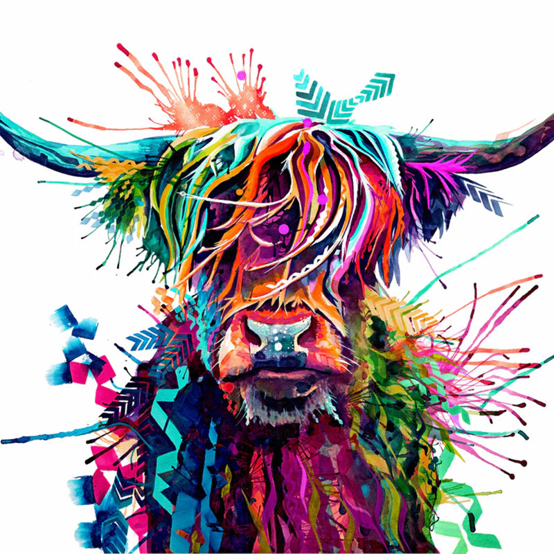 Highland Hilda - Highland Cow Painting - Wrapped Canvas Art Prints from Sarah Taylor Art, 60cm H x 60cm W