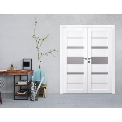 Kina Solid Manufactured Wood and Glass Panelled Prefinished French Door