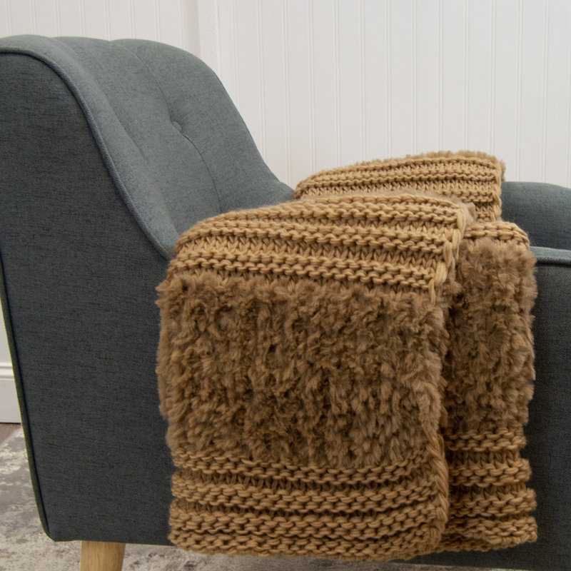 Your Lifestyle by Donna Sharp Camel Plush Knit Throw, Camel