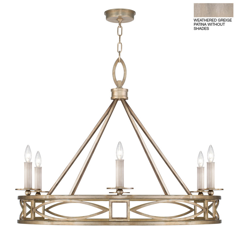 Cienfuegos 6 - Light Chandelier, No, 29.5" H x 37.5" W x 37.5" D, Weathered Gray Patina