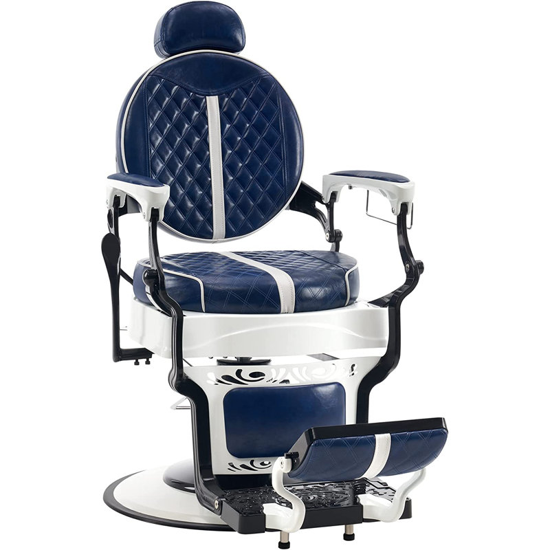 Fauteuil de coiffeur robuste avec structure en métal Hittner, Bleu