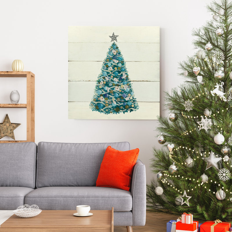 Coquillage de Noël - reproduction sur toile tendue, H 16 po x l 16 po x P 1 po