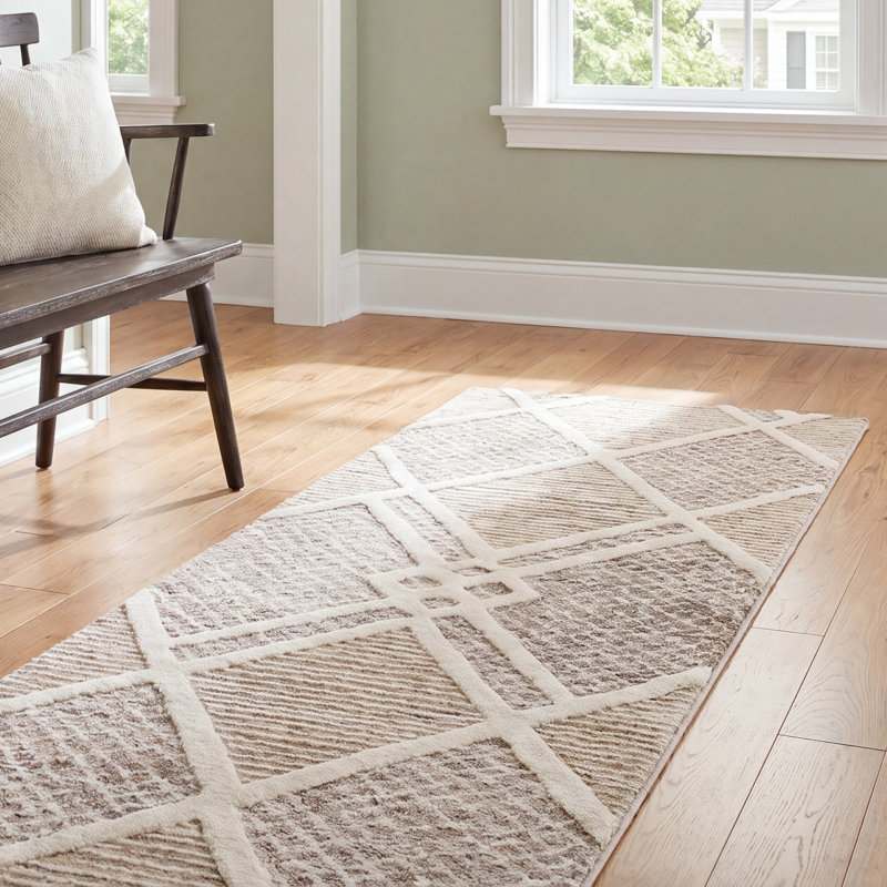 Geometric Hand-Tufted Wool and Cotton Area Rug, Runner 2'3" x 8'