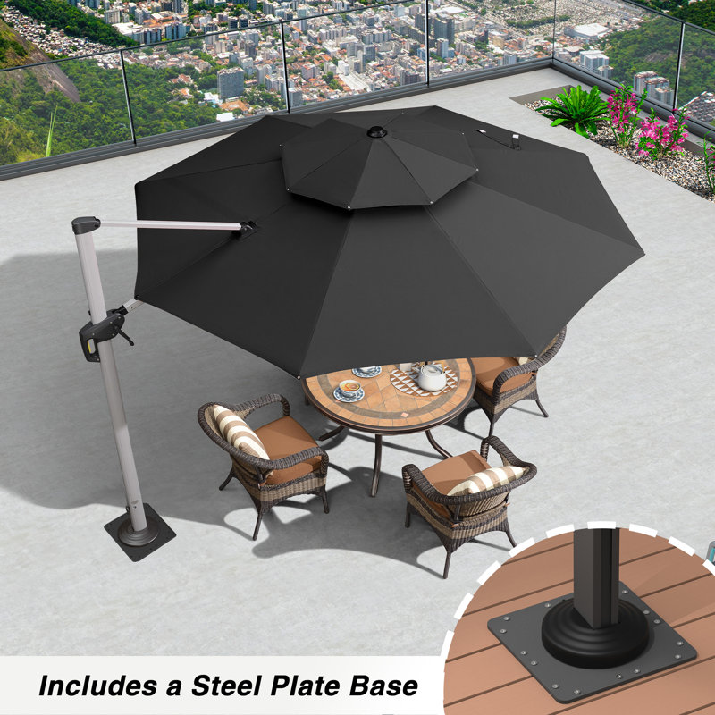 Yumalay 132'' Cantilever Umbrella, Black