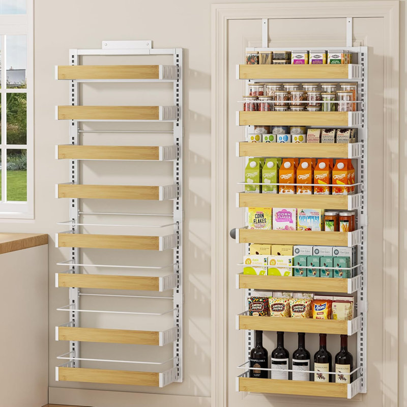 Organisateur de garde-manger à 8 niveaux avec paniers réglables, support mural ou support à épices pour armoire de cuisine, garde-robe et rangement pour garde-manger