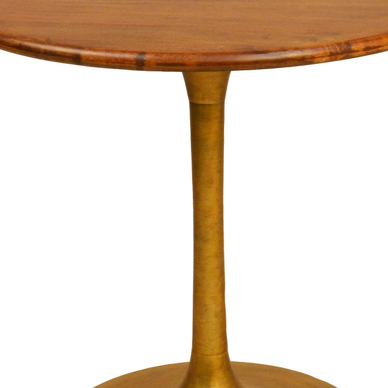 Table de salle à manger 30 po, H 29,63 po x L 30 po x l 30 po, Brun / or