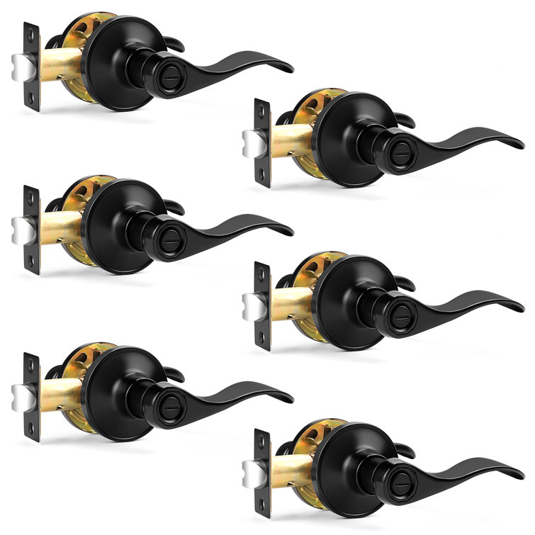 Privacy Door Lever with Round Rosette Keyless Lock