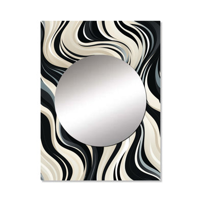Nasriddin Black And White Zebra Monochromatic Elegance - Abstract Wall Mirror, Modern Decorative Mirror, Printed Metal Art