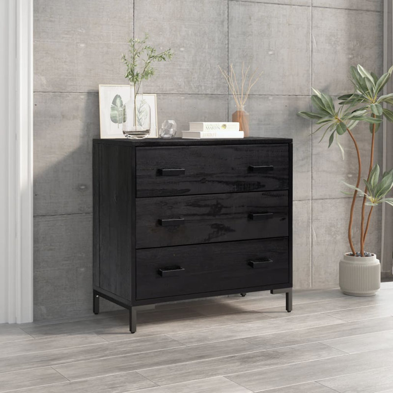 Commode d'appoint 3 tiroirs, Noir