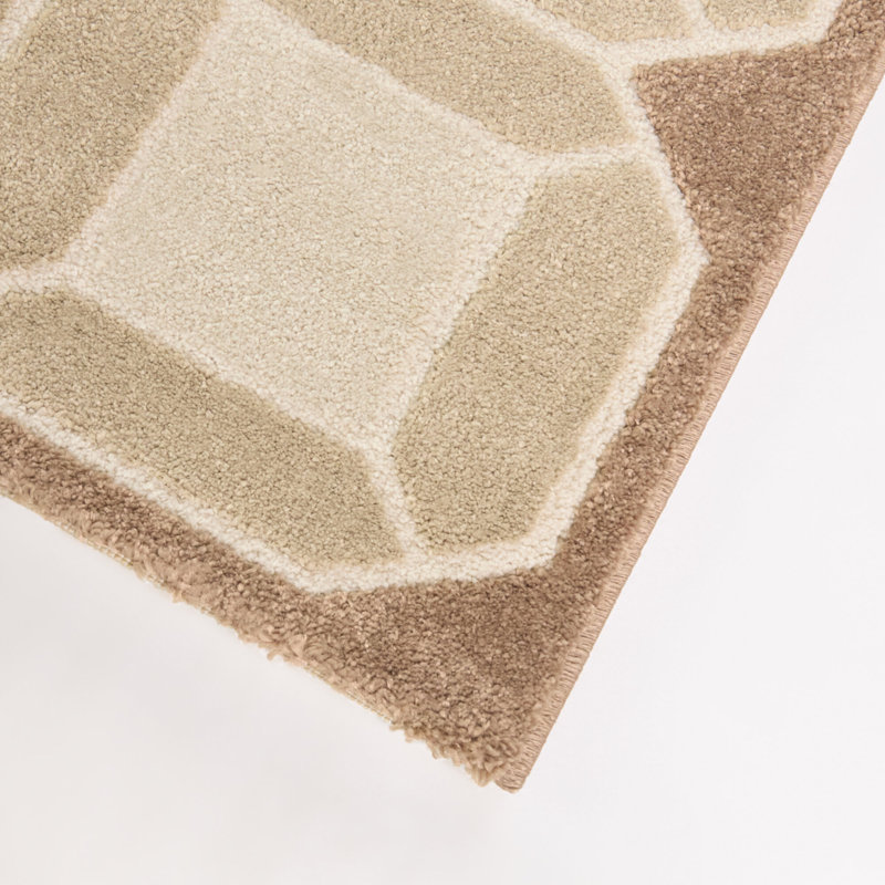 Tapis géométrique à carreaux beige Dehesa, 5 pi 3 po x 7 pi