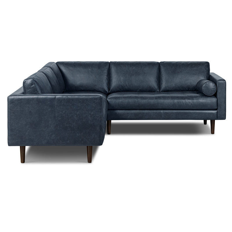Canapé modulaire en cuir véritable Napa, Cuir véritable bleu nuit