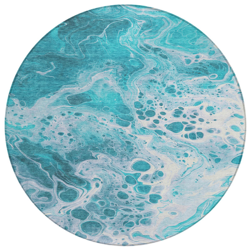 Tapis rond bleu 8 po