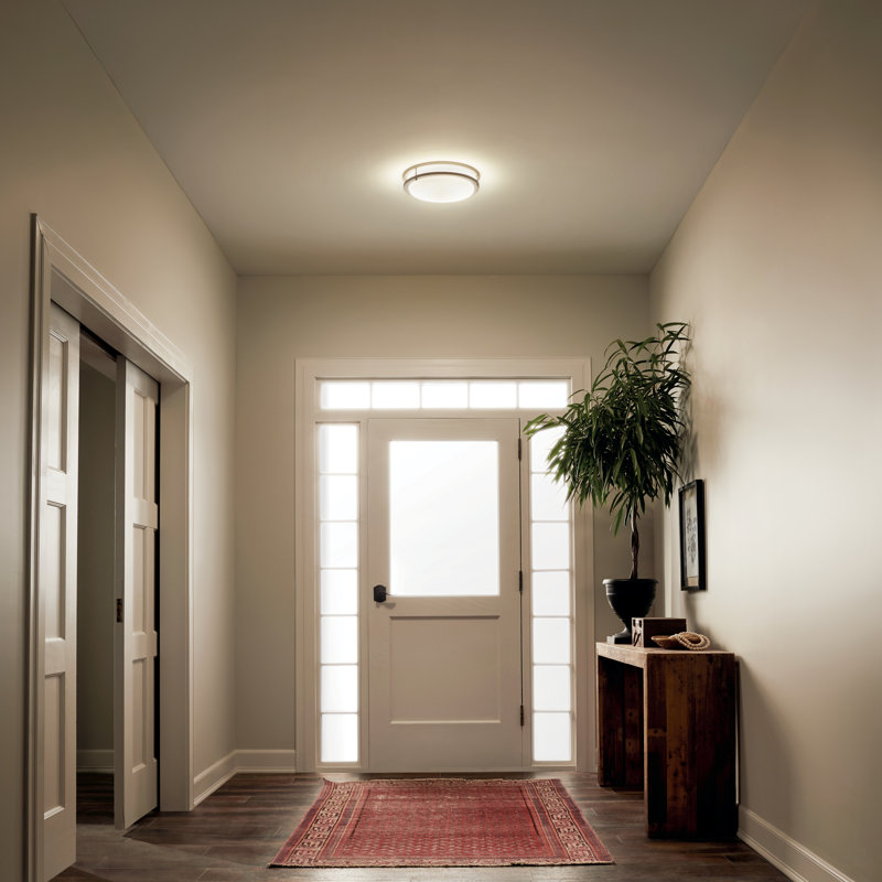 Marlton Acrylic LED Flush Mount, 3.75" H x 14" W x 3.88" D, Brushed Nickel, White Acrylic