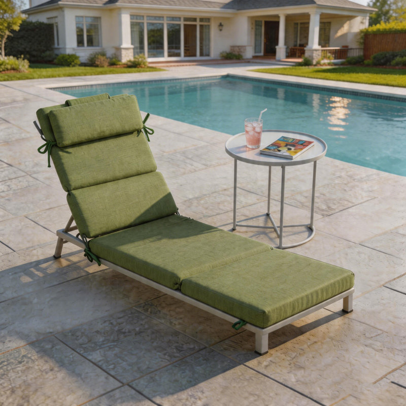 Ensemble de coussins de chaise longue d'extérieur / d'intérieur 25 po x 77 po x 2,75 po (1 paquet), L 25 po x P 77 po, Vert