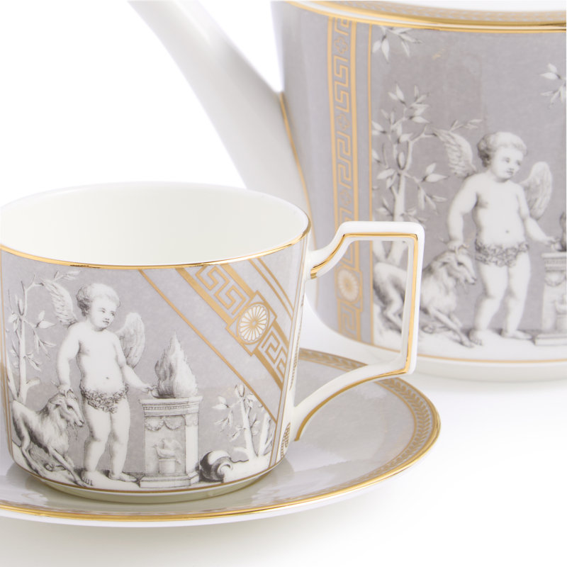 Renaissance China Teapot Set Teapot, Gray/Gold