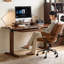 Bureau rectangulaire en bois massif brun noisette-1677279574