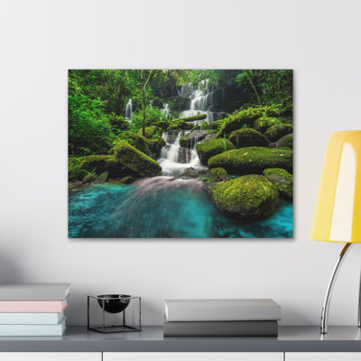 Forêt, cascade en Thailande, toile de fond multicolore moderne, photographie sur toile, décoration intérieure