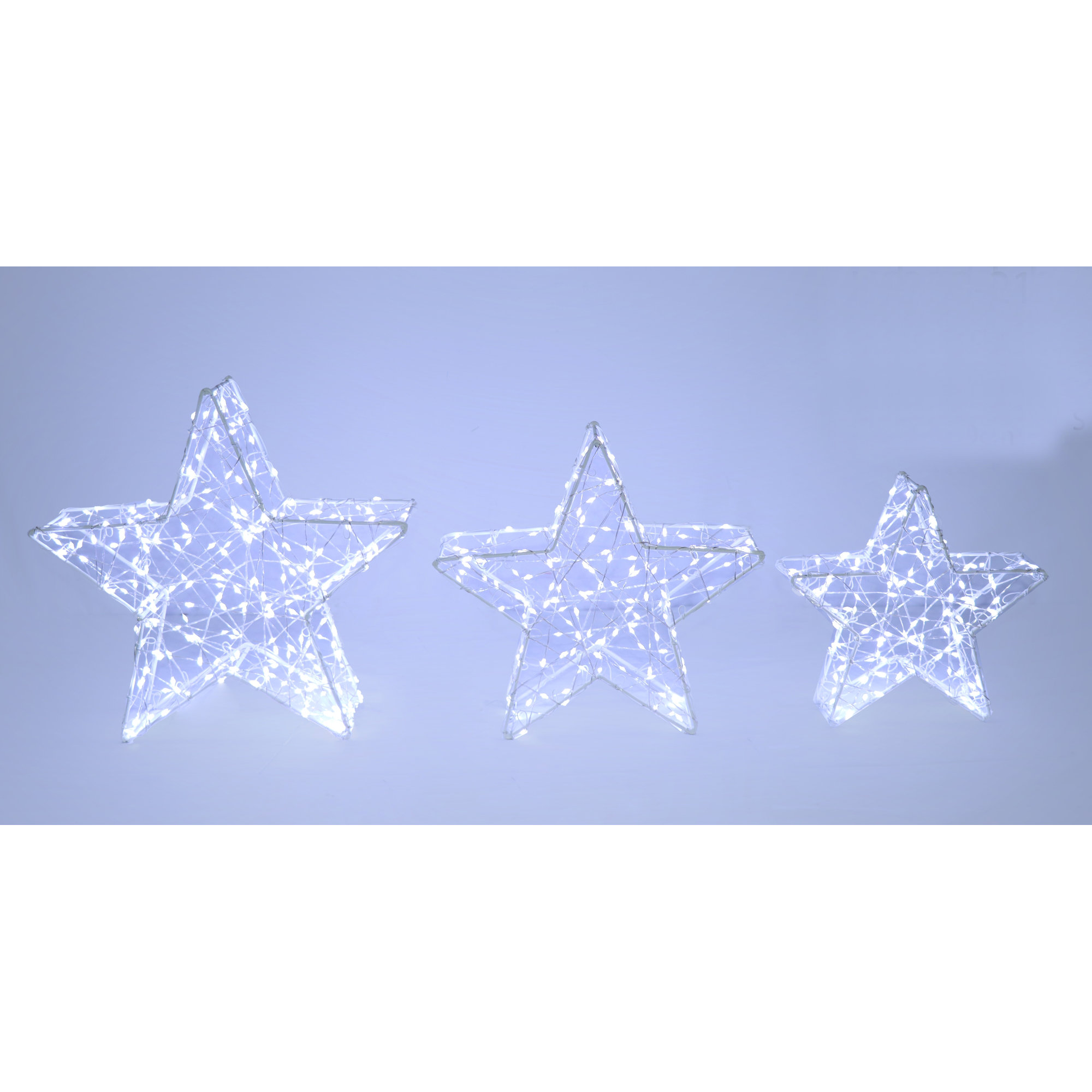 LED Lighted Stars Outdoor Christmas Decorations - 14" - Gold - Set Of 3, White