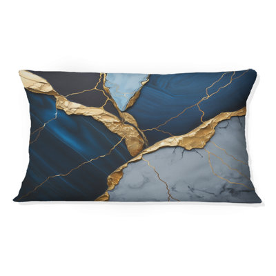 Abstract Geode Blue III - Abstract Marble Printed Throw Pillow