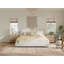 Structure de lit tapissier très grand / très grand - tissu de lin, pieds en bois massif, mobilier de chambre blanc minimaliste-2003172627