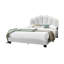 Lit en tissu de laine blanche avec tête de lit à DEL pour la chambre à coucher - Grand lit romantique tapissier et contemporain