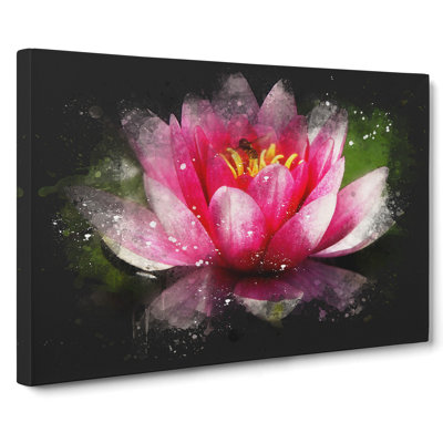 Pink Water Lily Flower Vol.3 - Wrapped Canvas Graphic Art