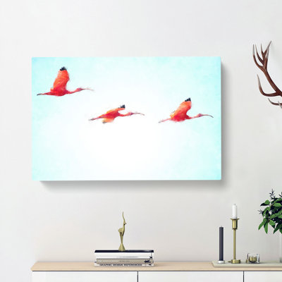 Three Pink Flamingos - Wrapped Canvas