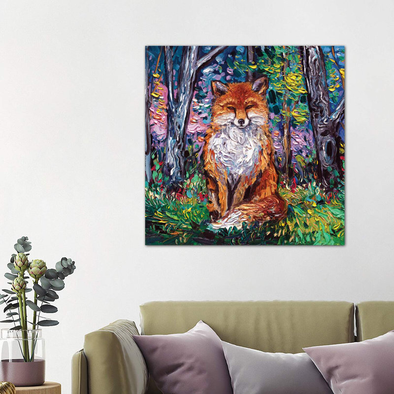 The Red Fox by Aja Trier - Wrapped Canvas Painting, 93.98 cm H x 93.98 cm W x 1.91 cm D