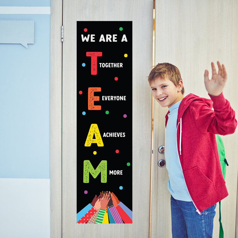 Classic Rainbow Classroom Banner Sign For Teachers, Teamwork, Door, Wall Decor, 2-Pk