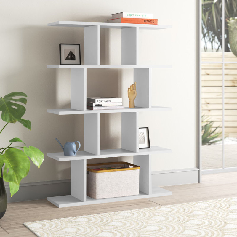 Alyson Standard Bookcase, 127.4 H x 90 W x 25 D cm, White
