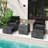 Winston Porter 5 Piece Patio Rattan Furniture With 2 Ottomans & Tempered Glass Coffee Table Black