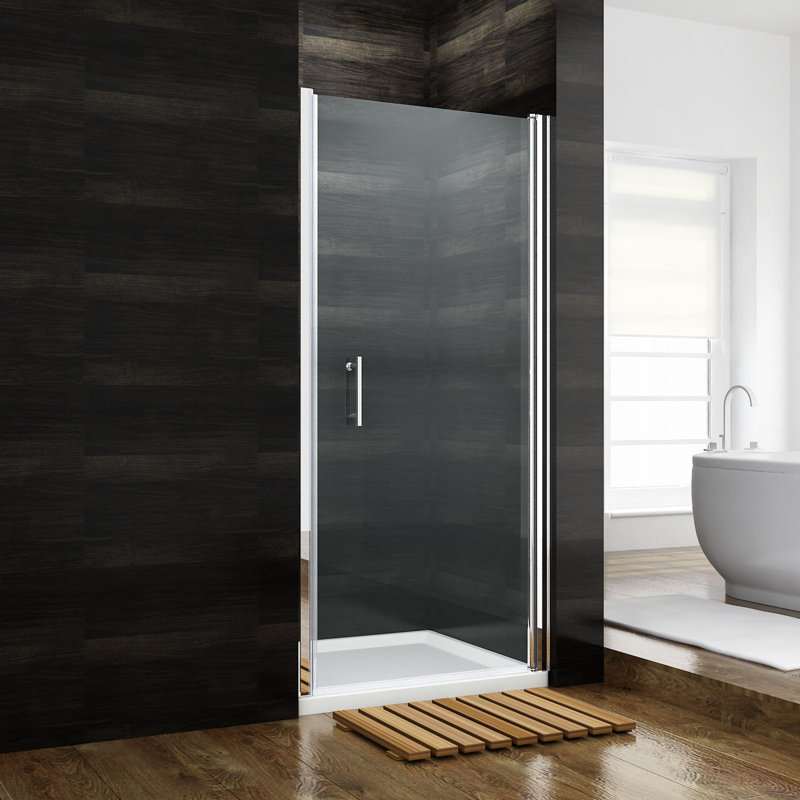 Porte de douche à pivot sans cadre avec verre trempé transparent de 31,5 à 33 po x H 72 po