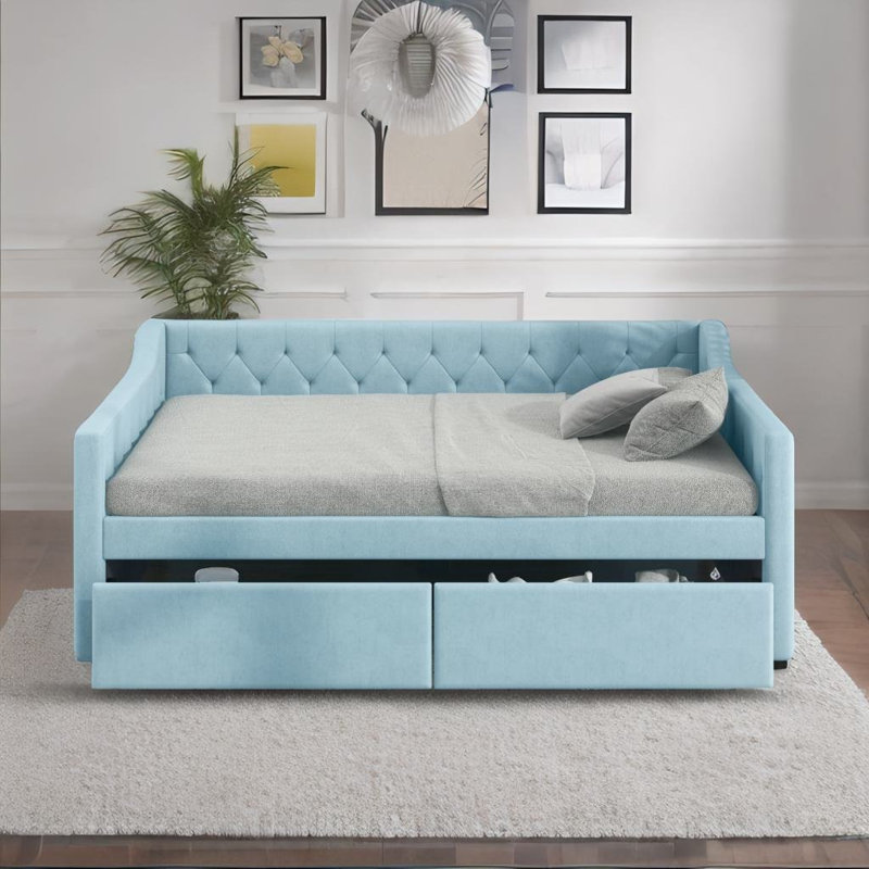 Starkisha Upholstered Daybed, Blue