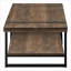 Table basse de salon avec plateau aspect bois brun Pieds en métal noir, tablette fixe peu encombrante