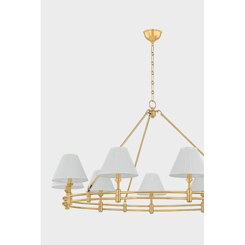 Howard Chandelier by Mark D. Sikes, Antique Brass, 26" H x 50" W x 50" D, 9 Lights