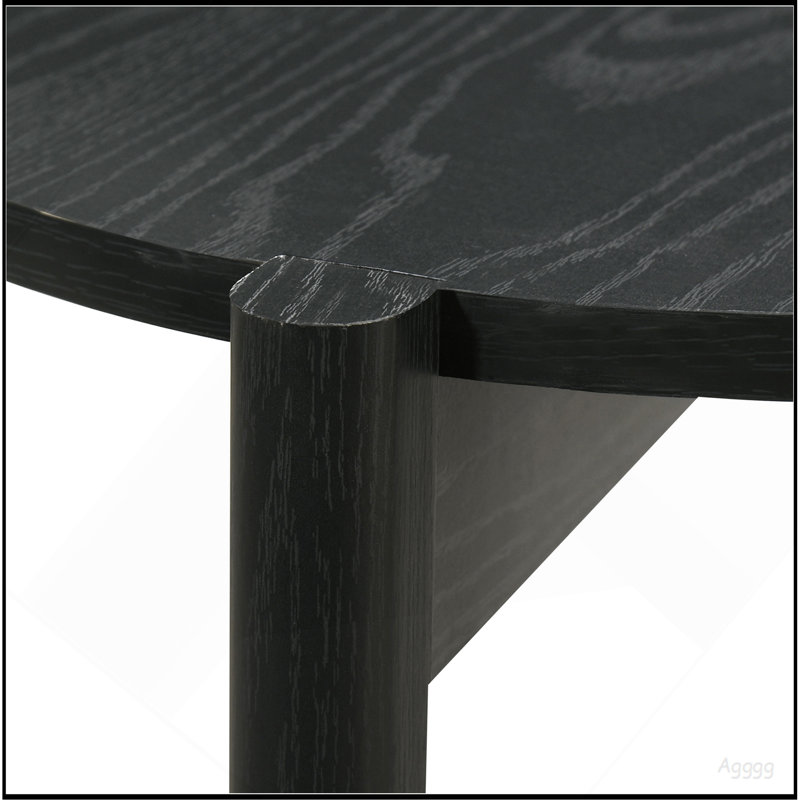 1 pièce Table de bout Tablette inférieure ouverte Table ronde Finition noire Mobilier de salon, Noir