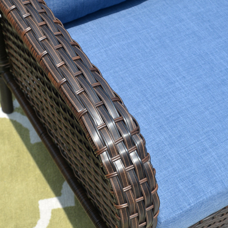 Wicker Outdoor Lounge Chair, Olefin Denim Blue