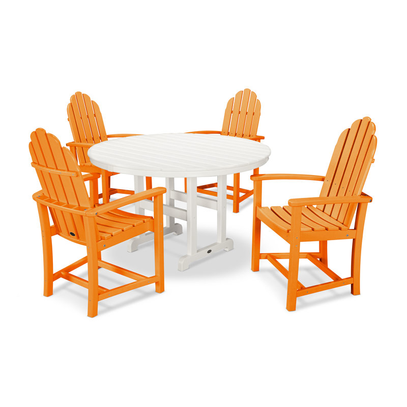 Ensemble repas 5 pièces POLYWOOD Classic Adirondack, Tangerine / blanc
