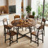 Ensemble de table de salle à manger 7 pièces industriel, table de cuisine ronde en bois de 43 po avec base en métal en forme de X et 6 chaises de salle à manger robustes