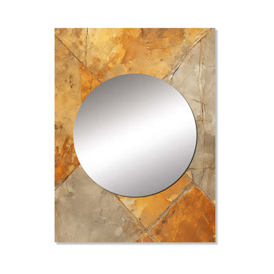 Nytasha Gold Abstract tile mosiac charm - Tile Decorative Wall Mirror, Modern Mirror, Printed Metal Art
