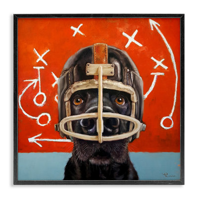 Dog Wearing Football Helmet Sports Plays By Lucia Heffernan