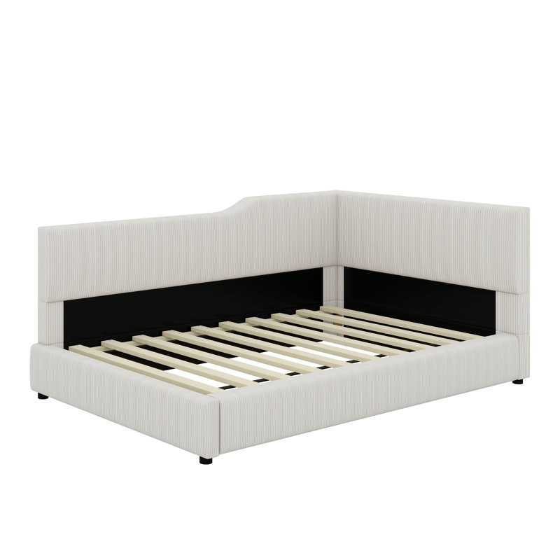 L-Shaped Corduroy Daybed, Beige, Twin
