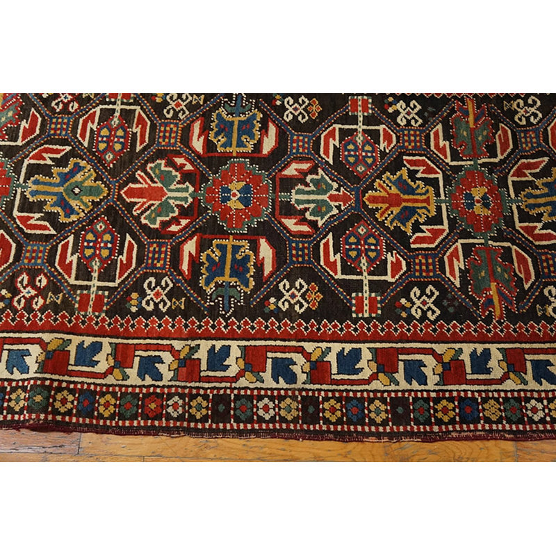 Late 19th Century Graphic Antique Tribal Geometric Caucasian Kazak Rug