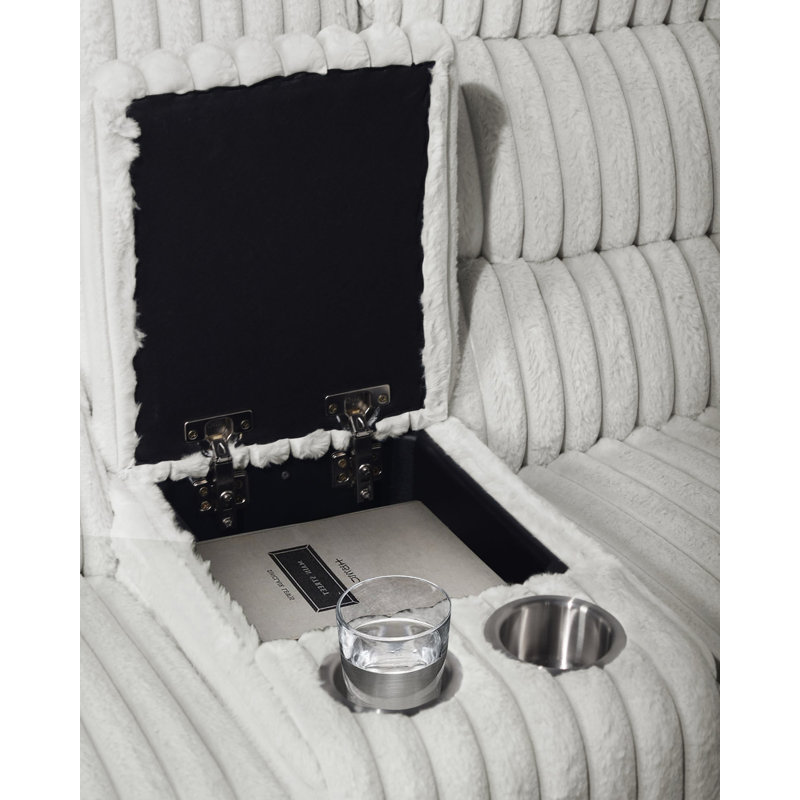 Canapé modulaire en velours côtelé Calantha (gris), Tissu blanc